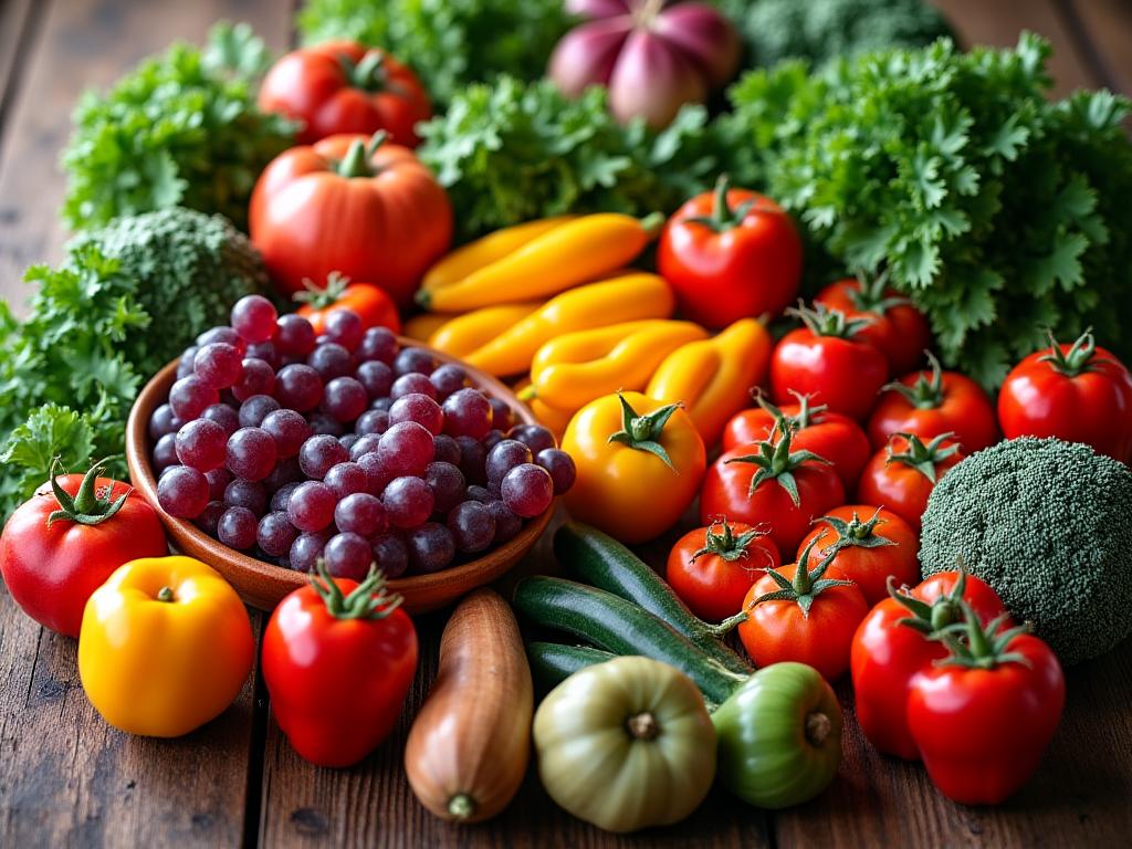 Mesa de productores orgánicos - Frutas y verduras frescas locales